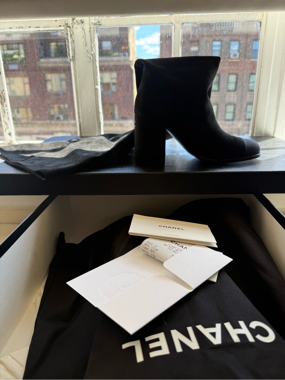 New CHANEL Elegant Black Over the Knee Boots